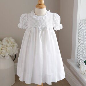 White Smocked Heirloom Dress/Gown Special Occasion 6 Months RARE FIND LIKE NEW